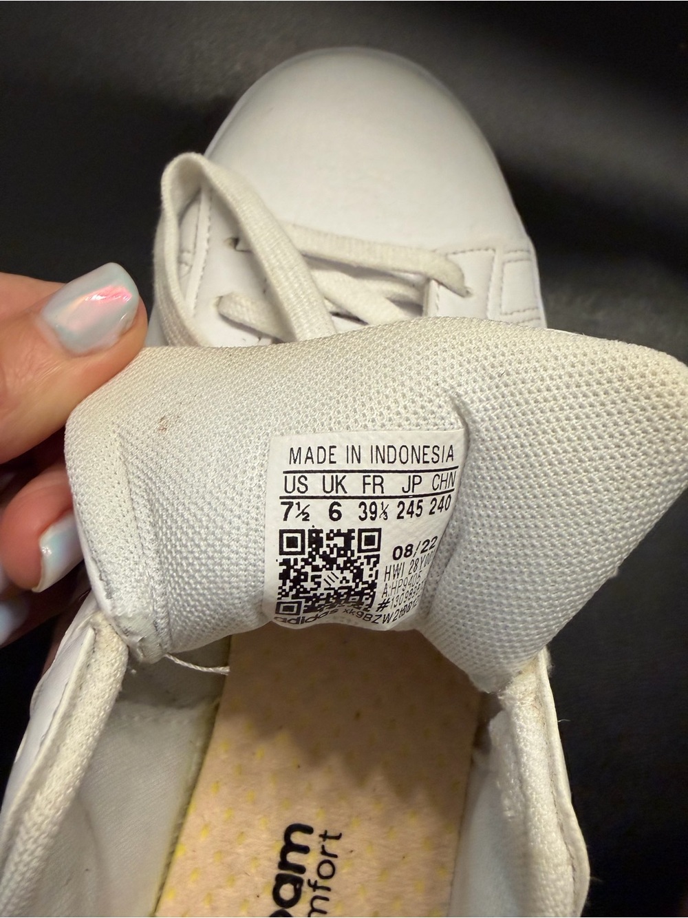 adidas White Low-Top Sneakers with Comfort Insole